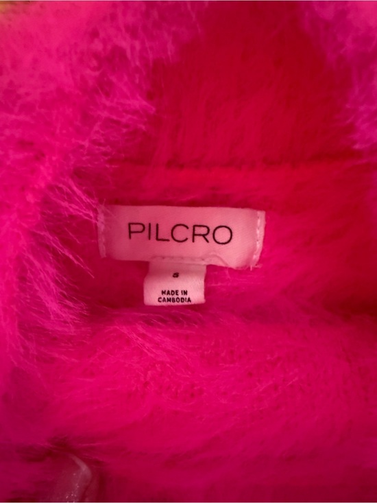 Pilcro Tops - Anthropologie Hot Pink Fuzzy Scoop-Neck Crop Sweater pilcro size s